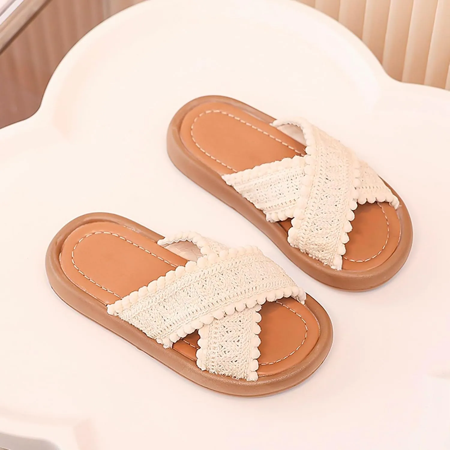 Kids' Sandals Summer Girls' Big Kids' Beach Shoes Girls' Soft Soled Open Toe Soft Slippers for Toddler