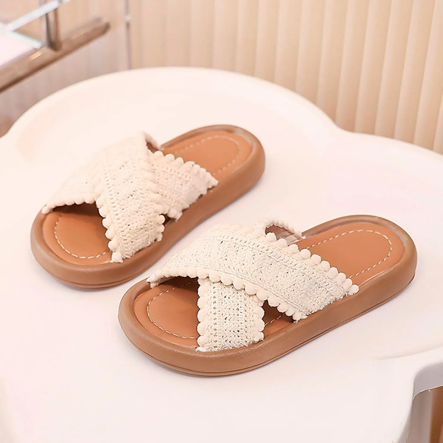 Kids' Sandals Summer Girls' Big Kids' Beach Shoes Girls' Soft Soled Open Toe Soft Slippers for Toddler