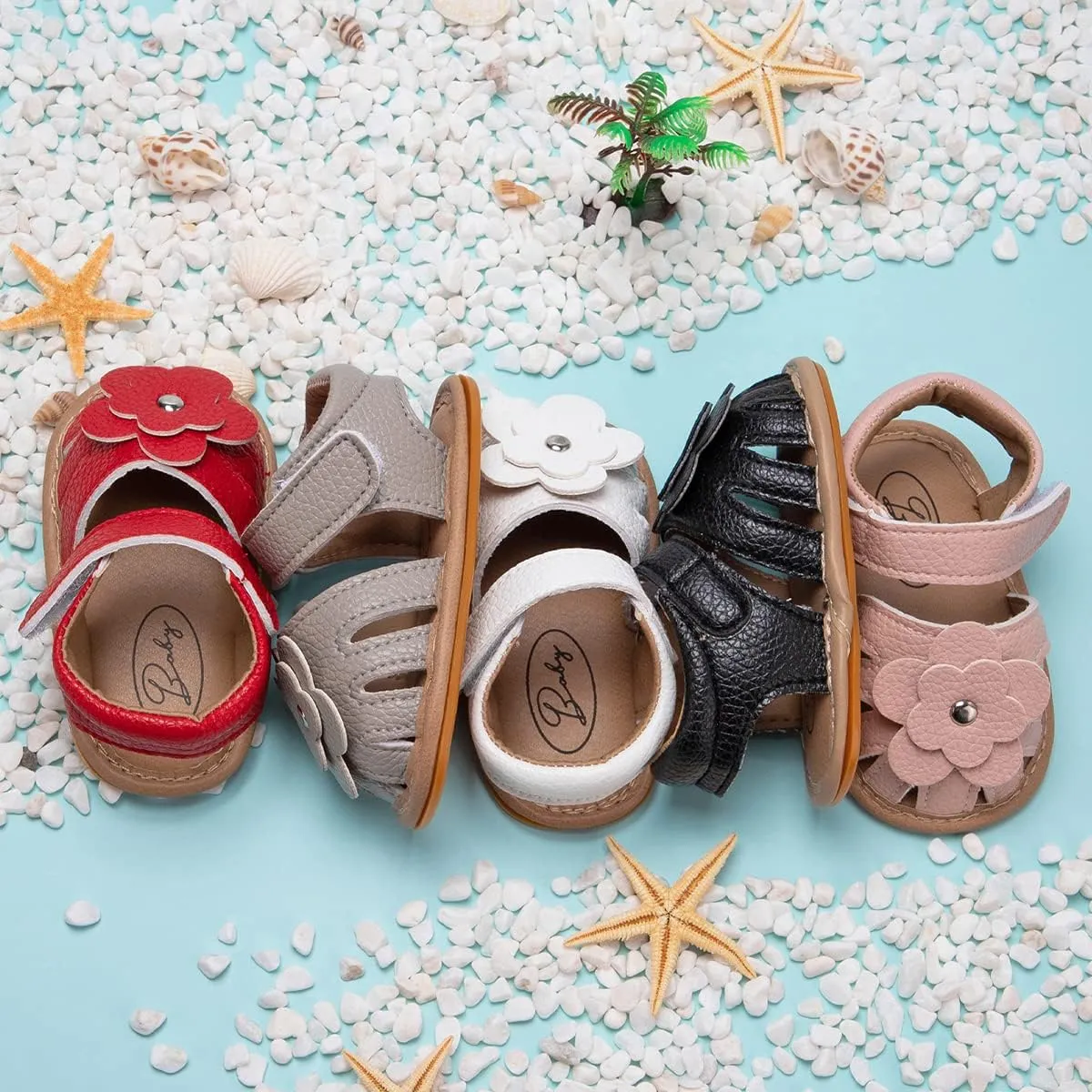 KIDSUN Baby Infant Girls Boys Sandals Non Slip Rubber Sole Summer Beach Outdoor First Walker Crib Shoes