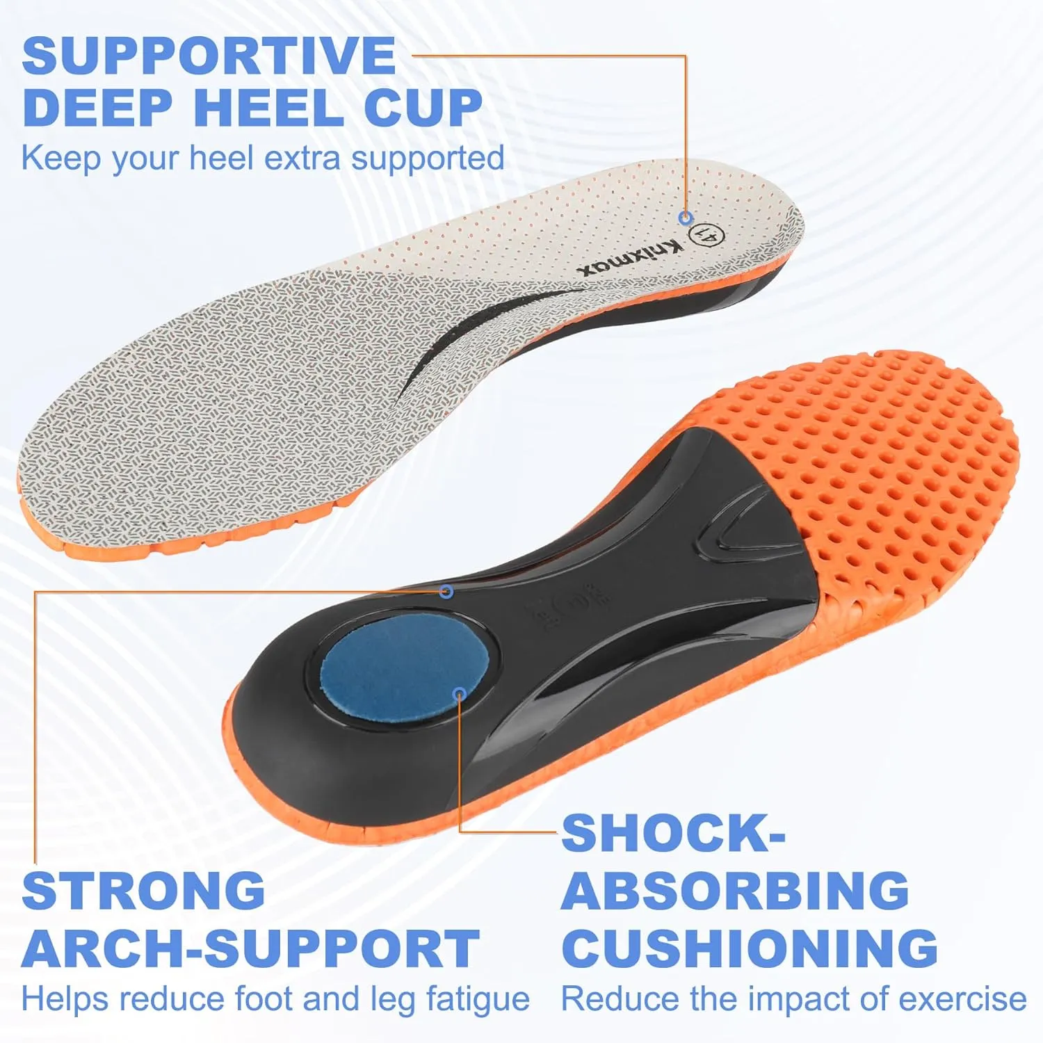 Knixmax Men's Orthotic Shoe Insoles Arch Support Sneaker Inserts Breathable Cushioning Shoes Pads Relieve Foot Pain Boot Liners Plantar Fasciitis Innersoles 15 Women/13 Men, Beige, EU 46