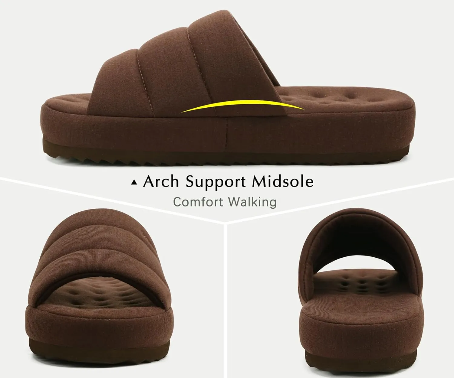 KuaiLu Men's Fashion Quilted Cotton-blend Fabric Sandal Slippers Cozy Memory Foam Indoor/Outdoor House Shoes with Lightweight Soft Cushion Footbed Hard Rubber Sole
