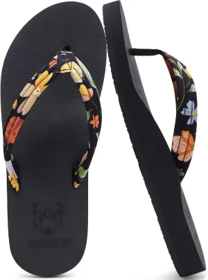 KuaiLu Womens Arch Support Flip Flops Ladies Comfort Lightweight Soft Yoga Mat Cushion Walking Thong Sandals