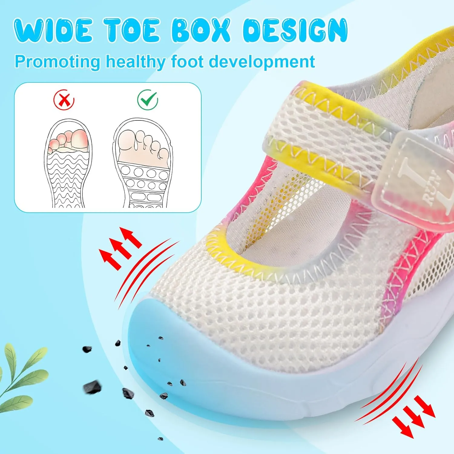 L-RUN Toddler Sandals Summer Boys Girls Adjustable Kids Sandal with Hook Loop Closed-Toe Lightweight Outdoor Sport Sandals