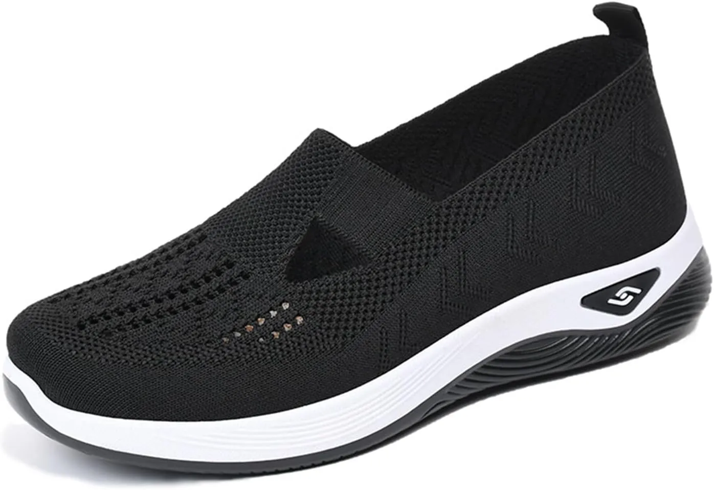 Ladies Hiking Boots Women's Woven Breathable Soft Sole Shoes, Outdoor Hiking Mesh Up Knit Stretch Orthopedic Sneakers, Comfortable Mesh Up Stretch Casual Sneakers, Slip-on Orthopedic Wide Shoes