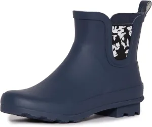 Laura Ashley Ladies Mid Cut Ankle Height Rubber Rain Boots, Lightweight Waterproof Booties for Women