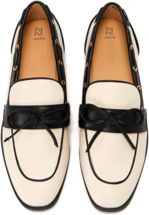 LEHOOR Women Square Closed Toe Flats Bow Slip On Flat Penny Loafer Matte Knotted Flat Shoes Comfort Two-Tone Oxford Loafers Office Ladies Work Daily Bass Coach Loafers Driver Club Spring 4-11 M US