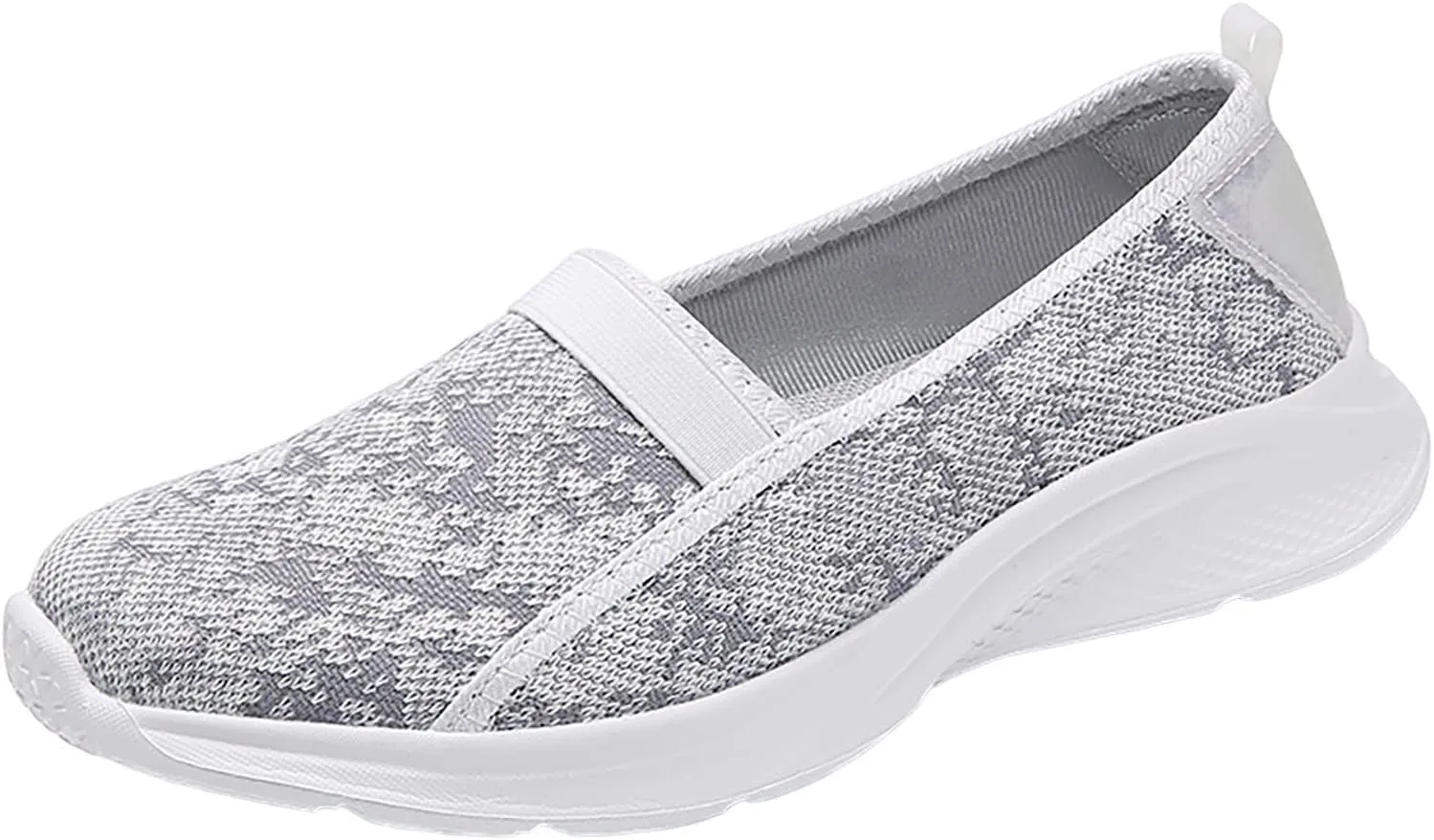 Leisure Women's Slip On Travel Soft Sole Comfortable Shoes Outdoor Mesh Runing Fashion Sports Breathable Mens Size 14 (White, 7)