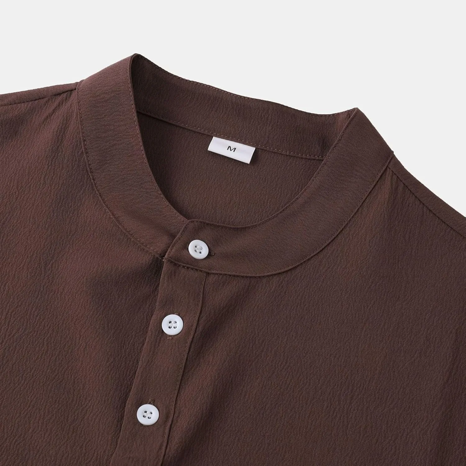 Linen Henley Shirt for Men Short Sleeve Button Down Band Collar Tops Loose Fit Casual Summer Beach Hippie T Shirts