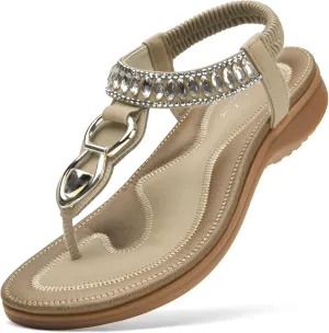 Littleplum Womens Sandals Comfort Arch Support Sandals Summer Walking Shoes Casual Ankle Elastic Flip Flops Shoes