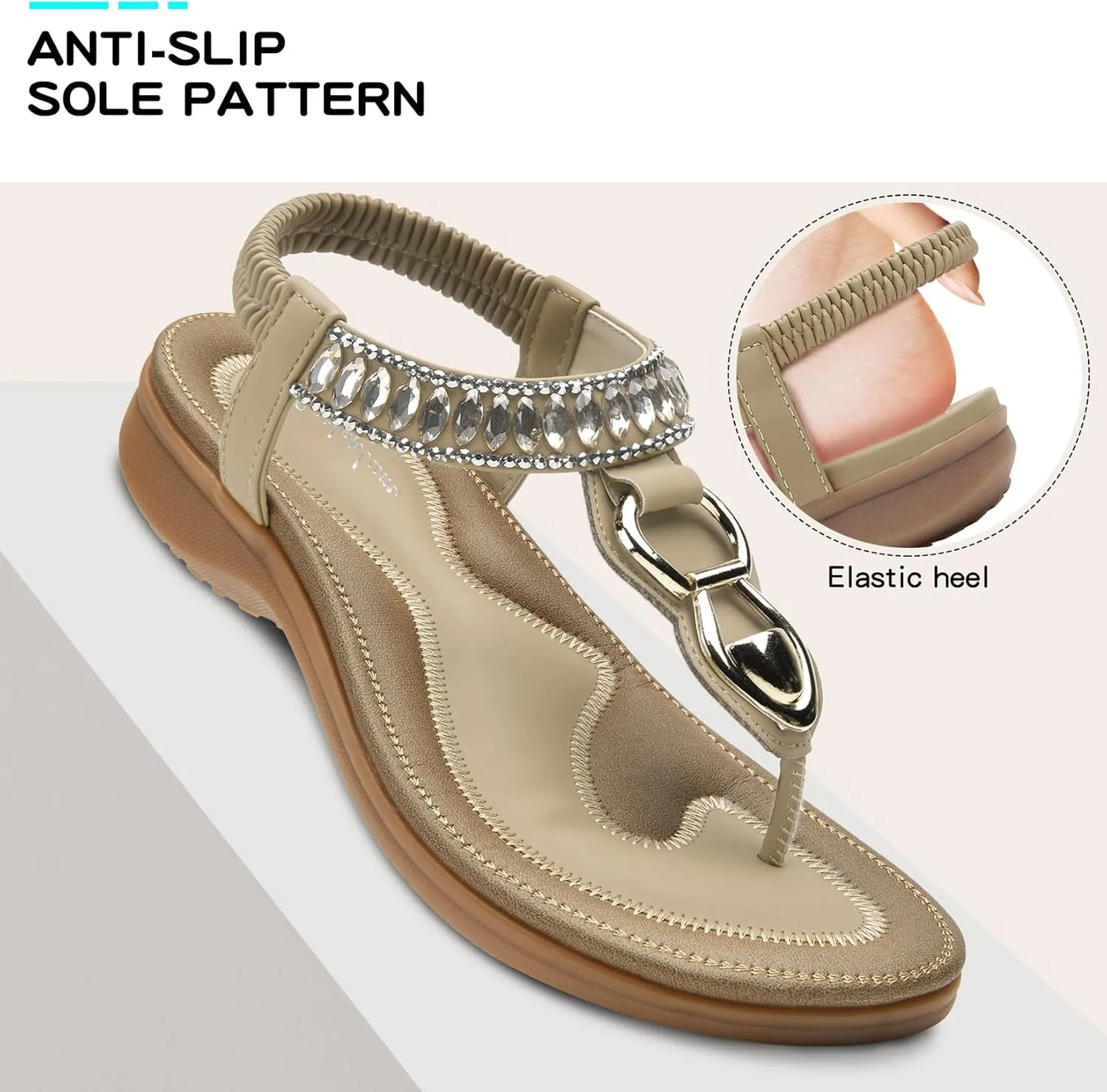 Littleplum Womens Sandals Comfort Arch Support Sandals Summer Walking Shoes Casual Ankle Elastic Flip Flops Shoes