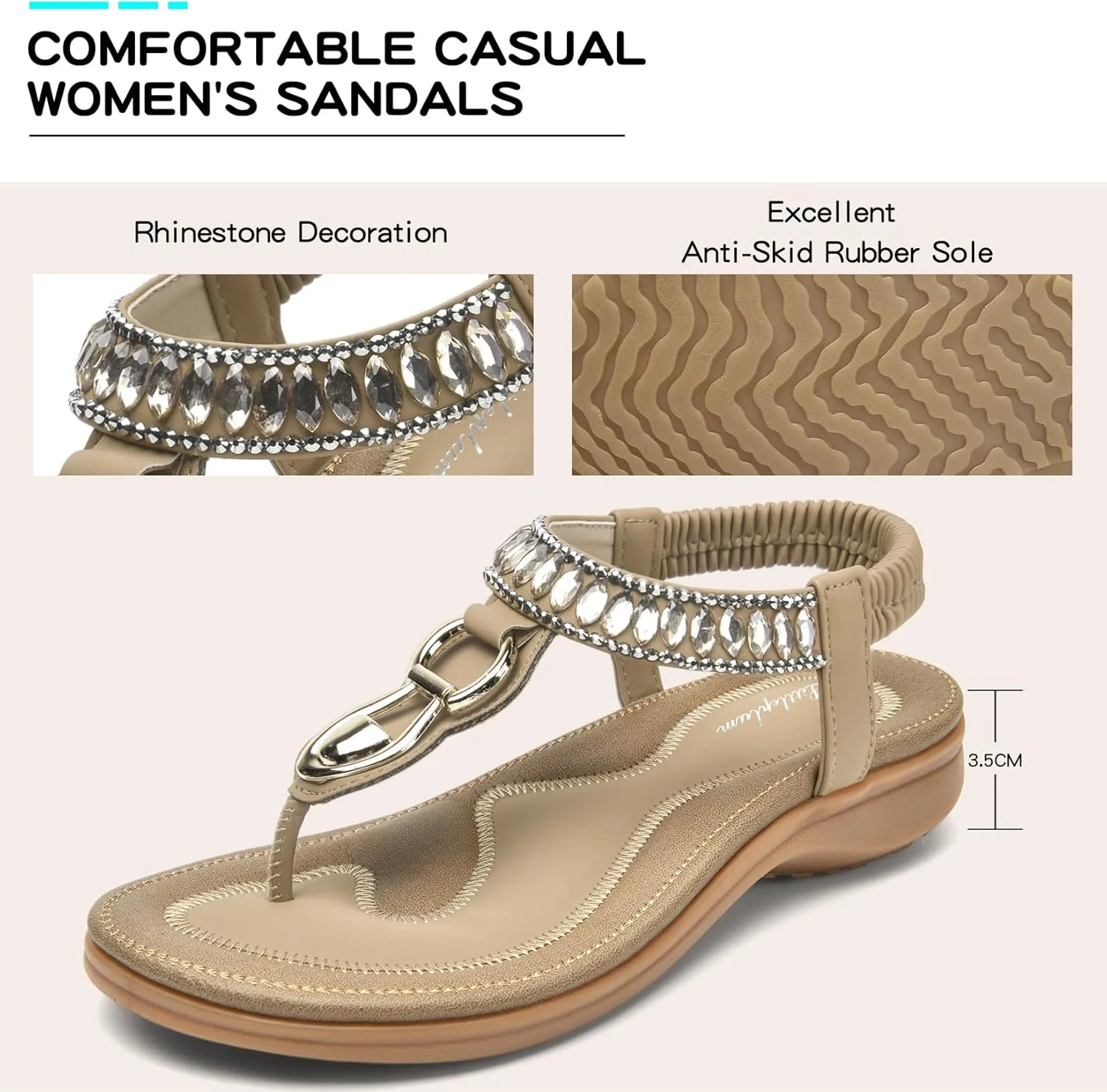Littleplum Womens Sandals Comfort Arch Support Sandals Summer Walking Shoes Casual Ankle Elastic Flip Flops Shoes