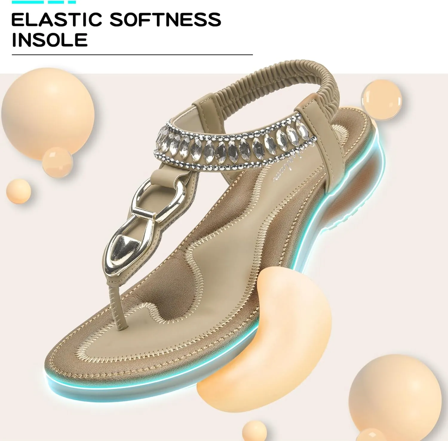 Littleplum Womens Sandals Comfort Arch Support Sandals Summer Walking Shoes Casual Ankle Elastic Flip Flops Shoes