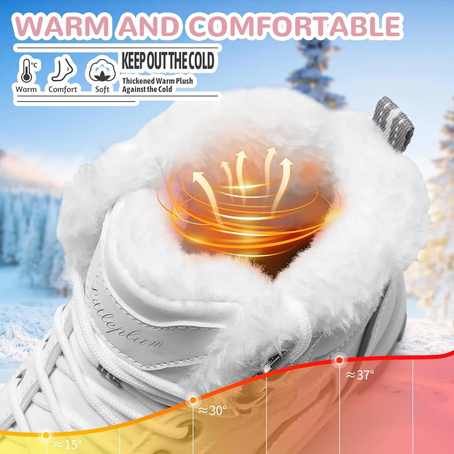 Littleplum Womens Winter Snow Boots Warm Fur Line Anti Slip Ankle Booties Fashion Sneakers Boots for Outdoor Hiking