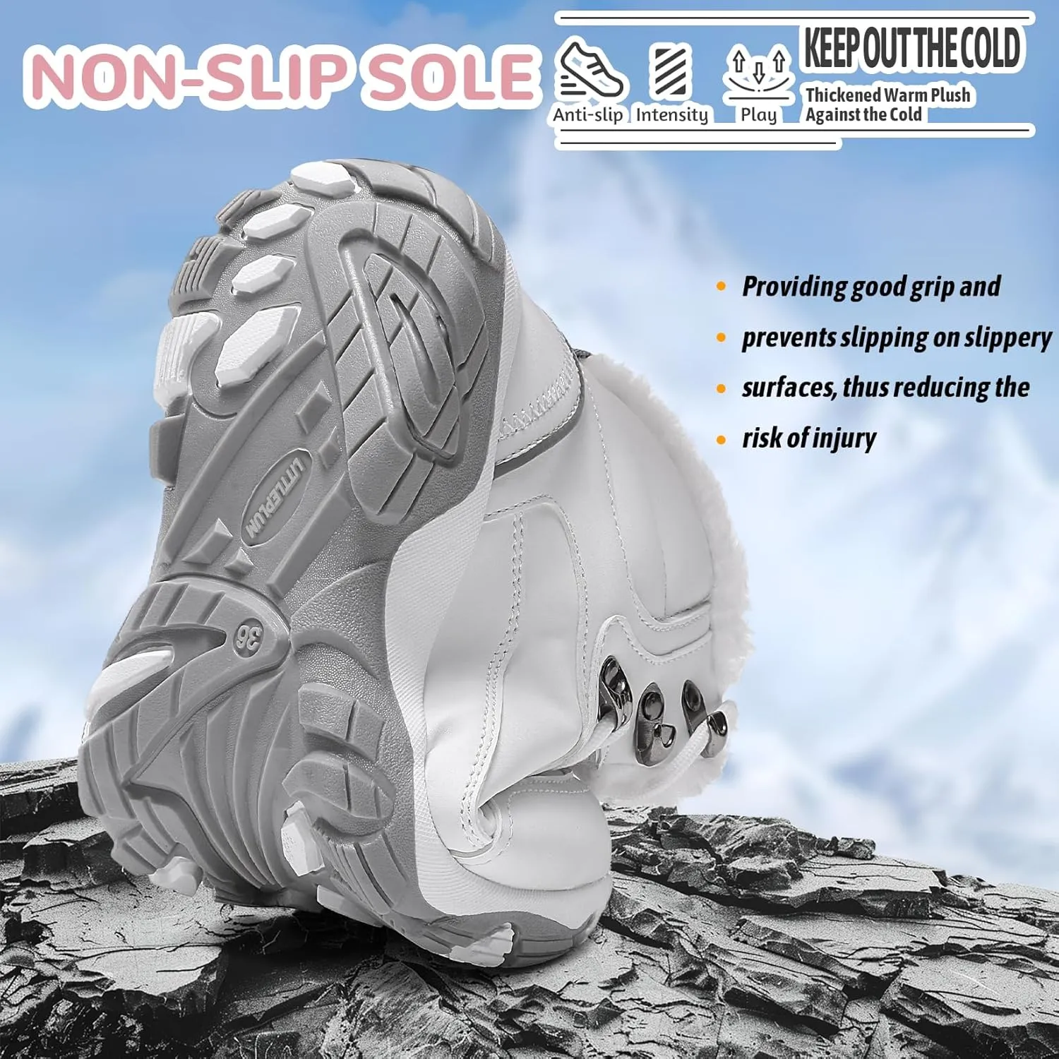 Littleplum Womens Winter Snow Boots Warm Fur Line Anti Slip Ankle Booties Fashion Sneakers Boots for Outdoor Hiking