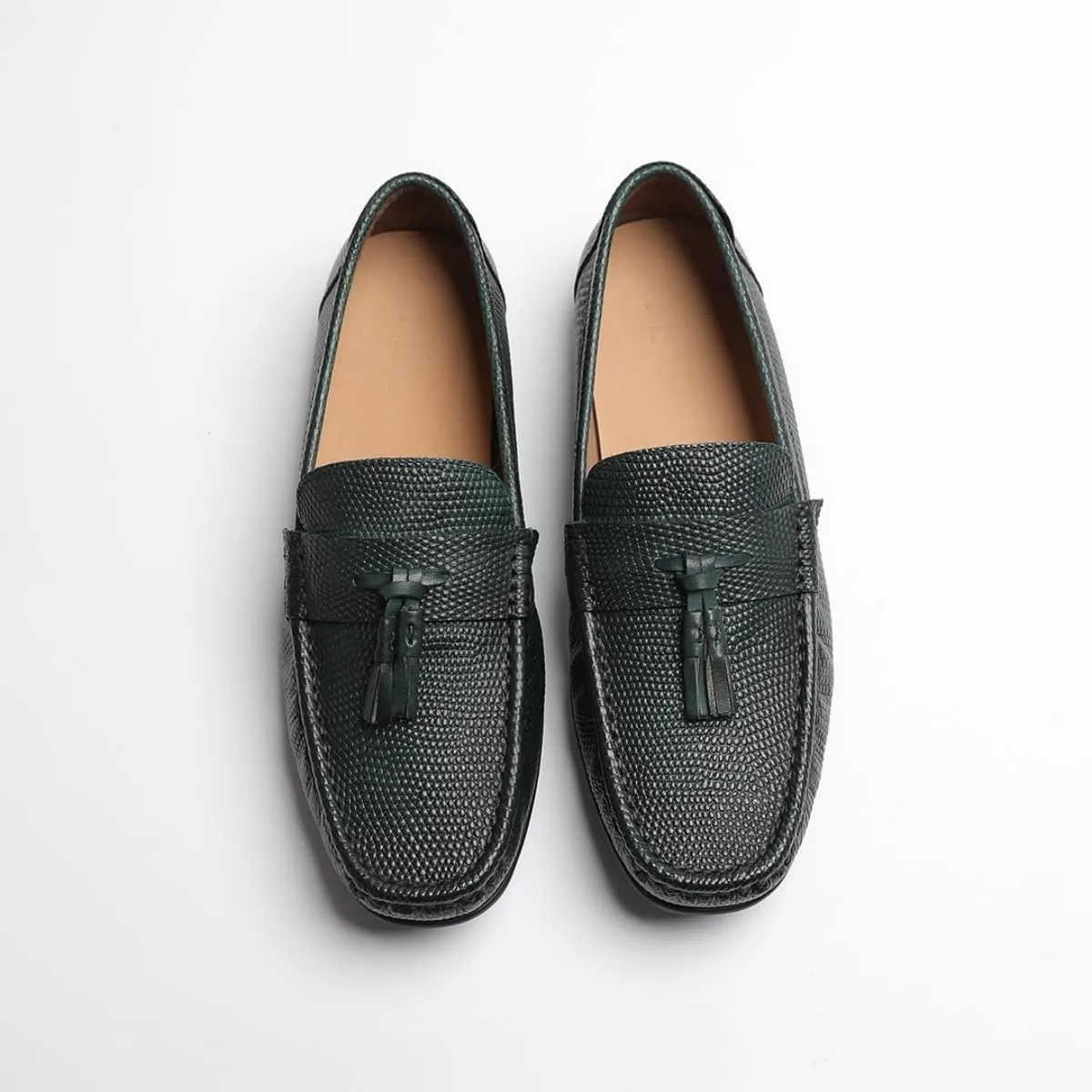 Loafers for Men - Genuine Leather Tassel Moccasins | Driving Shoes with Rubber Nubs & Hand-Tied Fringes