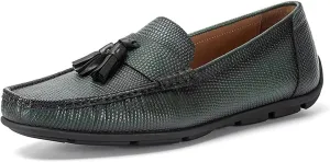 Loafers for Men - Genuine Leather Tassel Moccasins | Driving Shoes with Rubber Nubs & Hand-Tied Fringes
