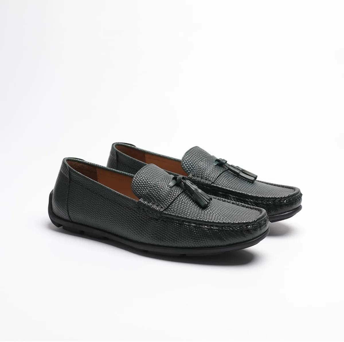 Loafers for Men - Genuine Leather Tassel Moccasins | Driving Shoes with Rubber Nubs & Hand-Tied Fringes