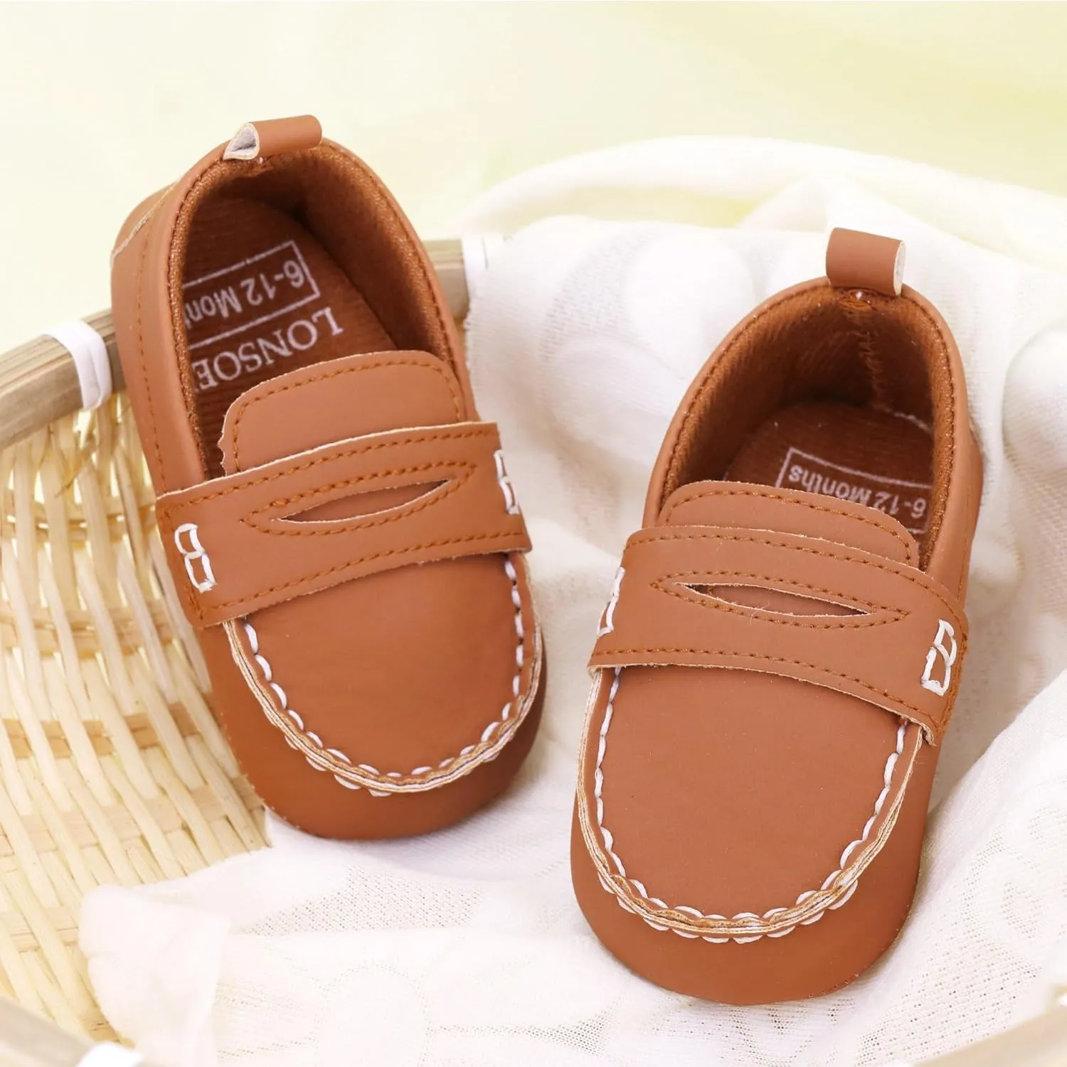 LONSOEN Baby Boys Girls Penny Loafers Infant Toddler Moccasins Soft Soles Dress Shoes