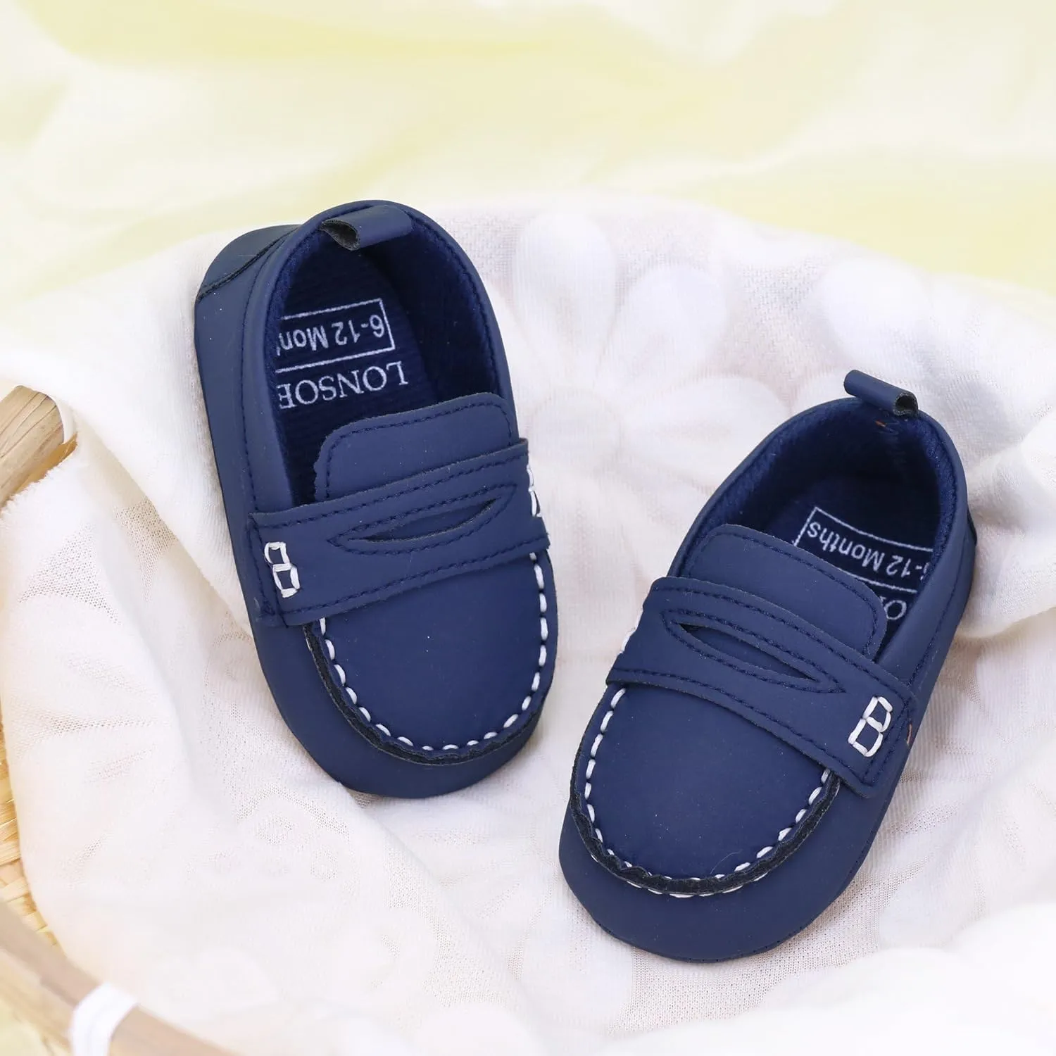 LONSOEN Baby Boys Girls Penny Loafers Infant Toddler Moccasins Soft Soles Dress Shoes