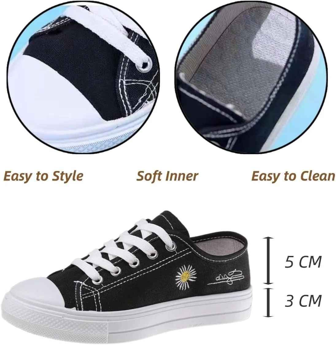 Low-Top Canvas Sneakers for Women – Cute Bear & Floral Design, Soft Lining, Anti-Slip Sole, Casual Lace up Canvas Sneakers,Casual White Tennis Walking Shoes