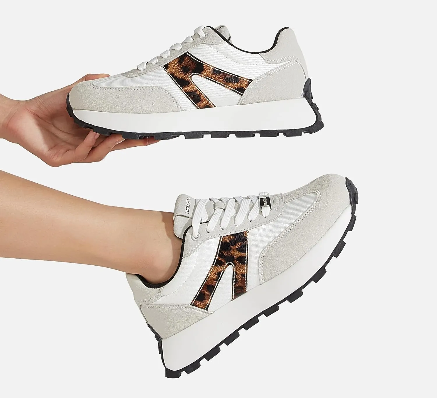 LUCKY STEP Women's Platform Fashion Sneakers Retro Classic Trainers Casual Lace-up Stylish Tennis Running Walking Shoes