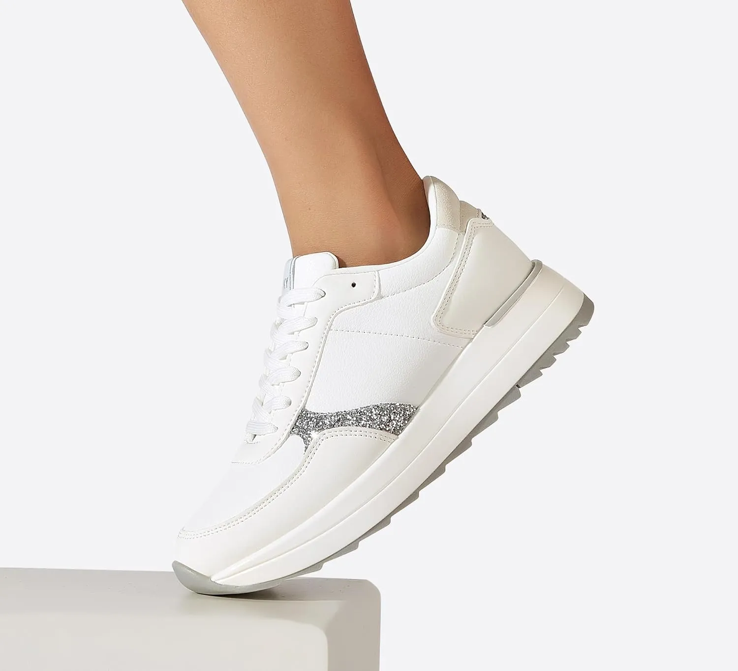 LUCKY STEP Women's Platform Fashion Sneakers Retro Neutral Classic Trainers Colorblock Casual Lace-up Stylish Tennis Chunky Walking Shoes