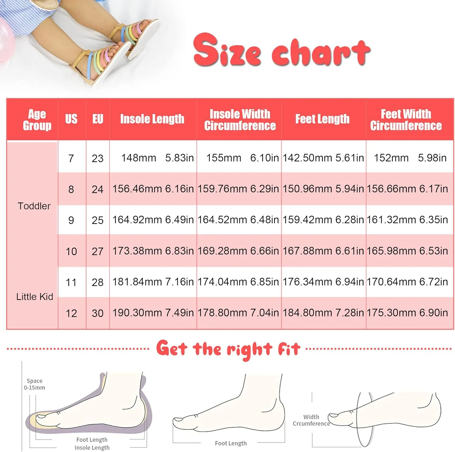 Lulex Girls Gladiator Sandals for Toddler/Little Kids Adjustable Cute Summer Flat Strappy Sandals with Zipper for 1-5 Years Old