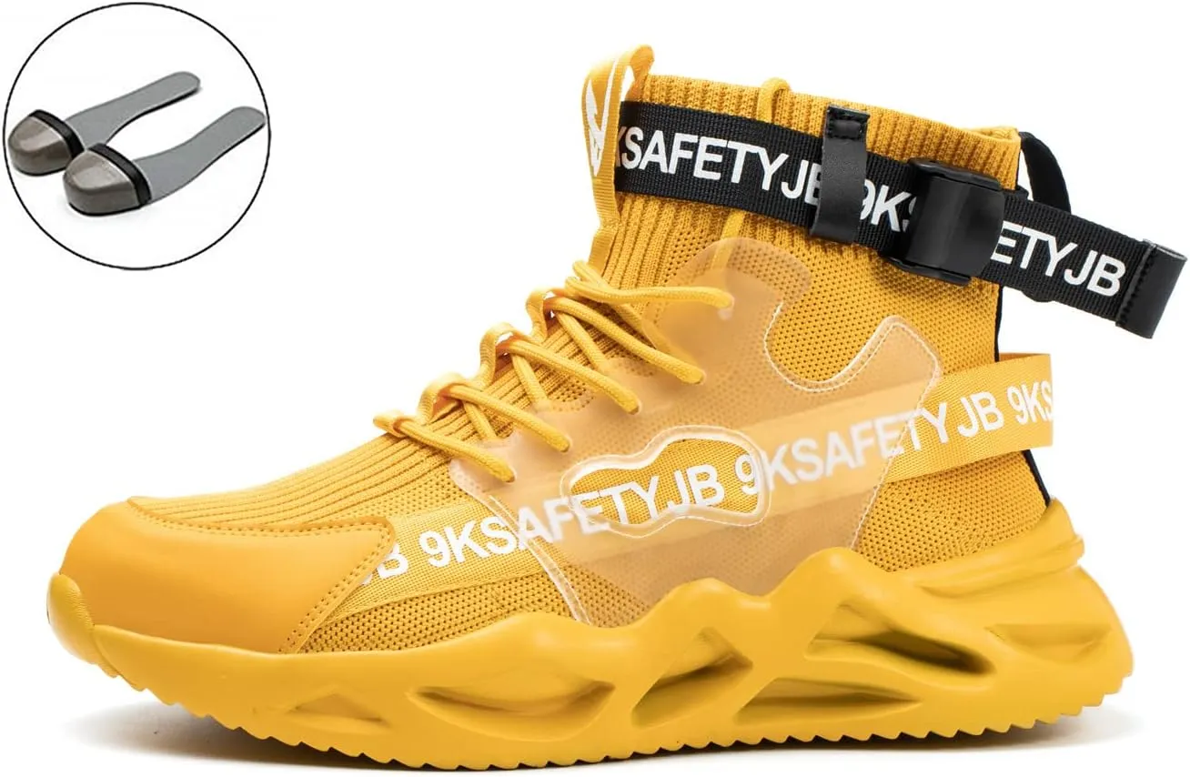 Luolocsn Work Boots Safety Steel Toe Shoes for Men and Women Slip Resistant Lightweight Breathable Industrial & Construction Sneakers