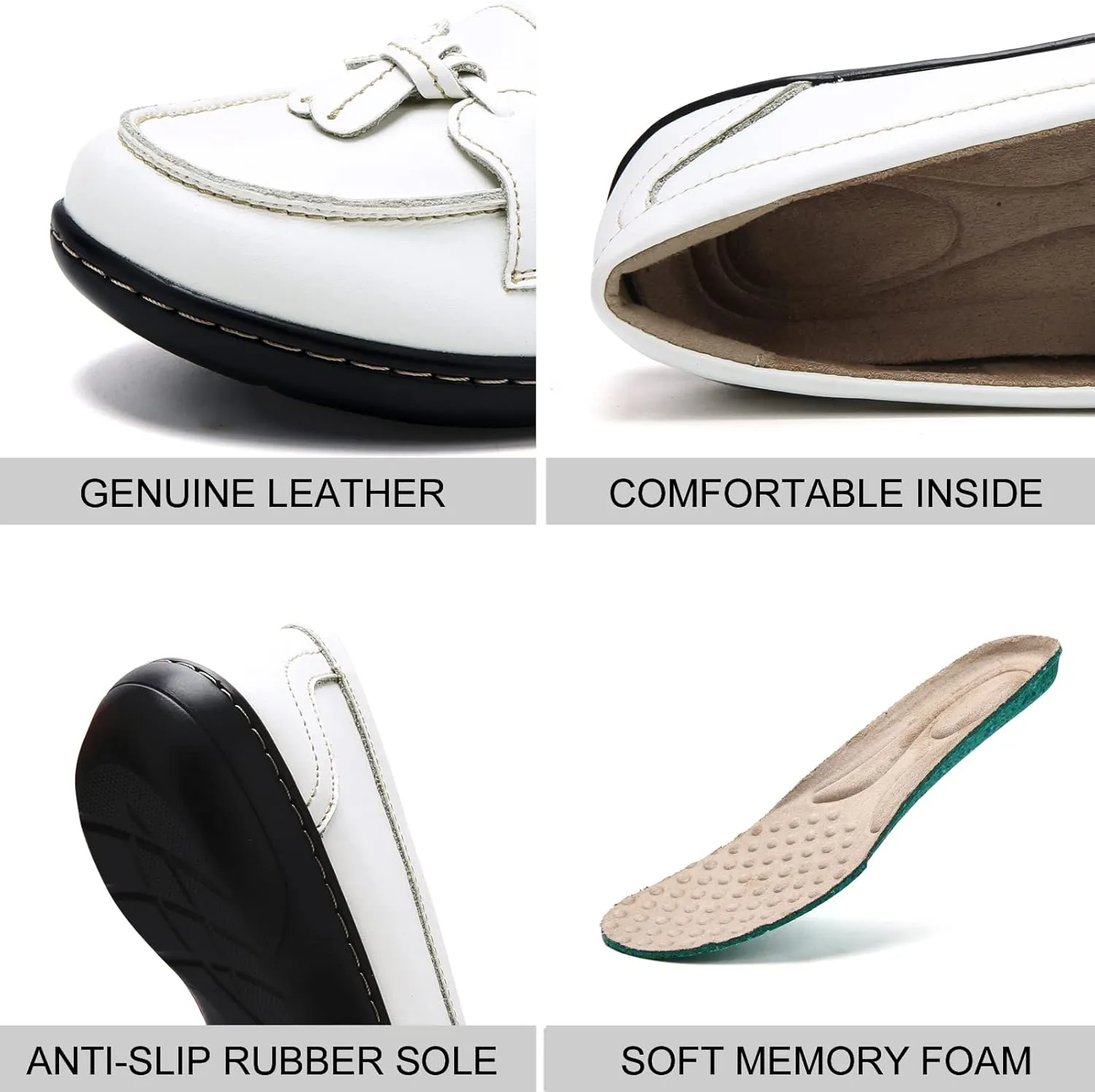 Maichal Loafers for Women Slip On Comfort Leather Tassel Dress Shoes