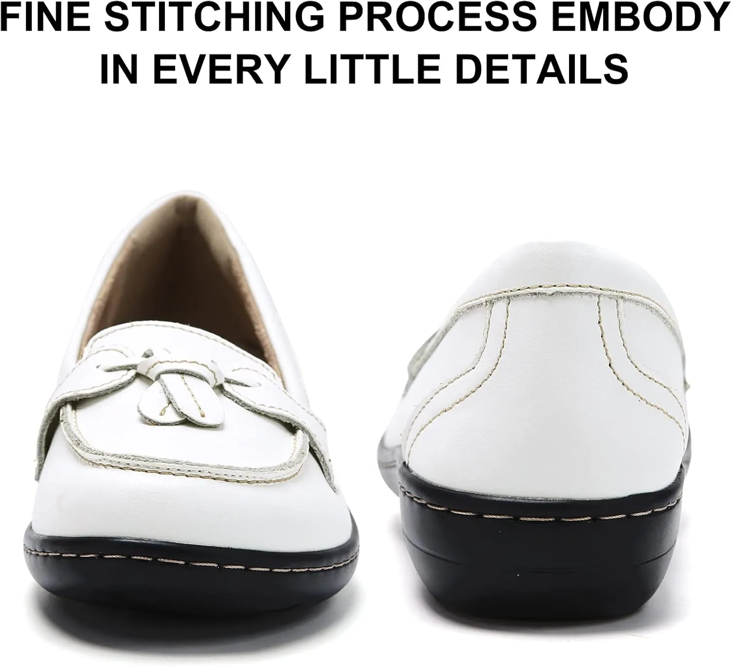 Maichal Loafers for Women Slip On Comfort Leather Tassel Dress Shoes