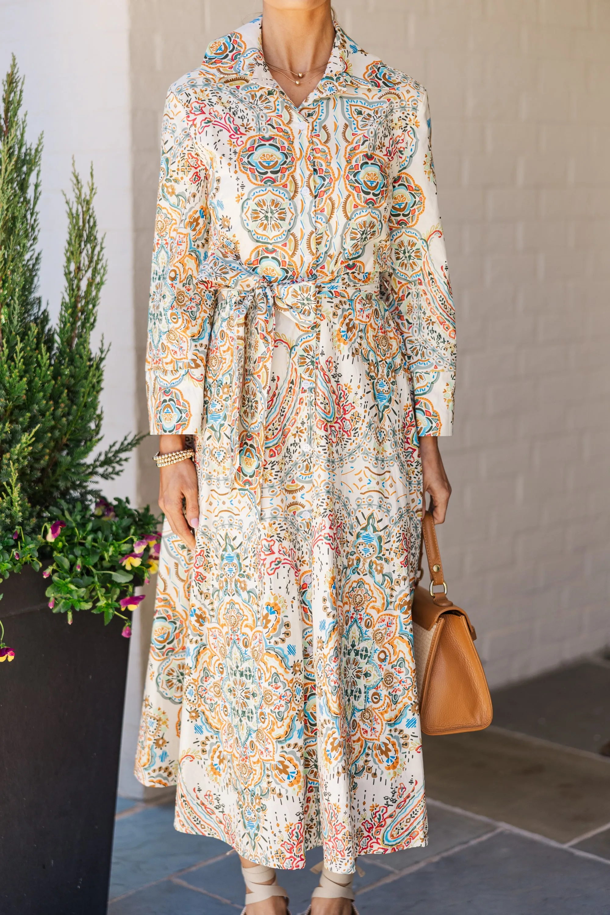 Make Me Feel Joy Cream Multi Paisley Midi Dress