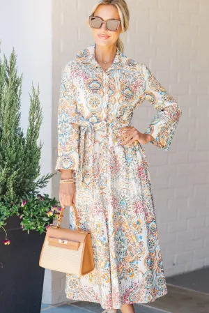 Make Me Feel Joy Cream Multi Paisley Midi Dress