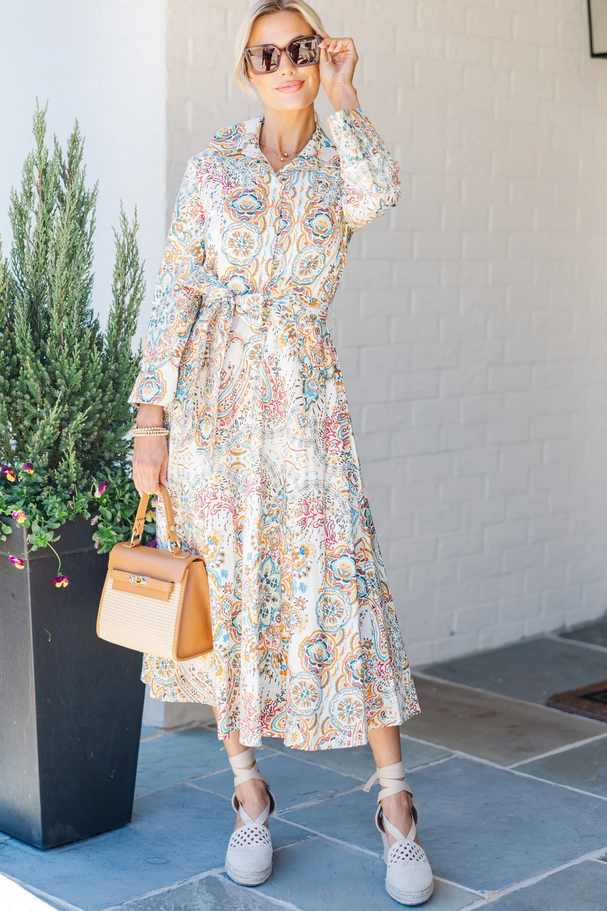Make Me Feel Joy Cream Multi Paisley Midi Dress