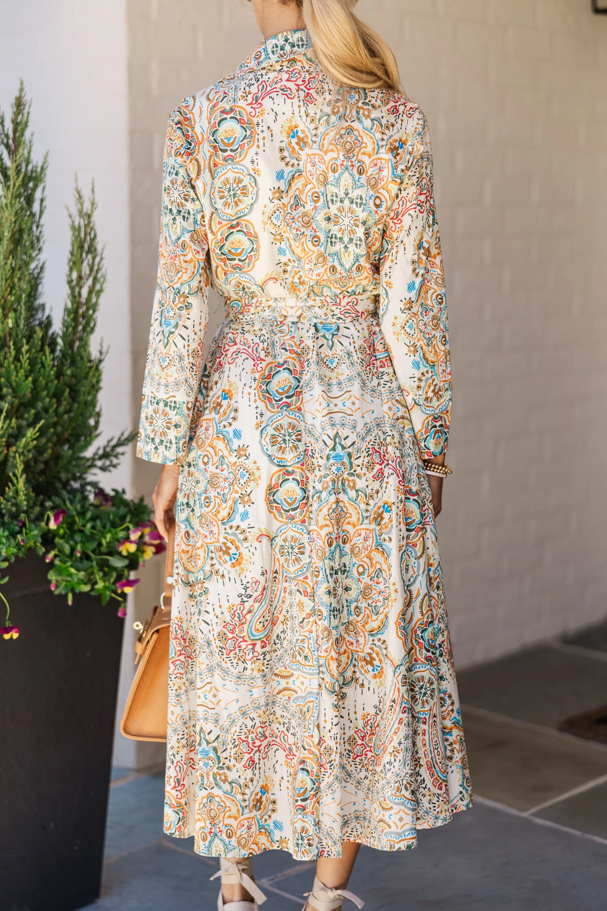 Make Me Feel Joy Cream Multi Paisley Midi Dress