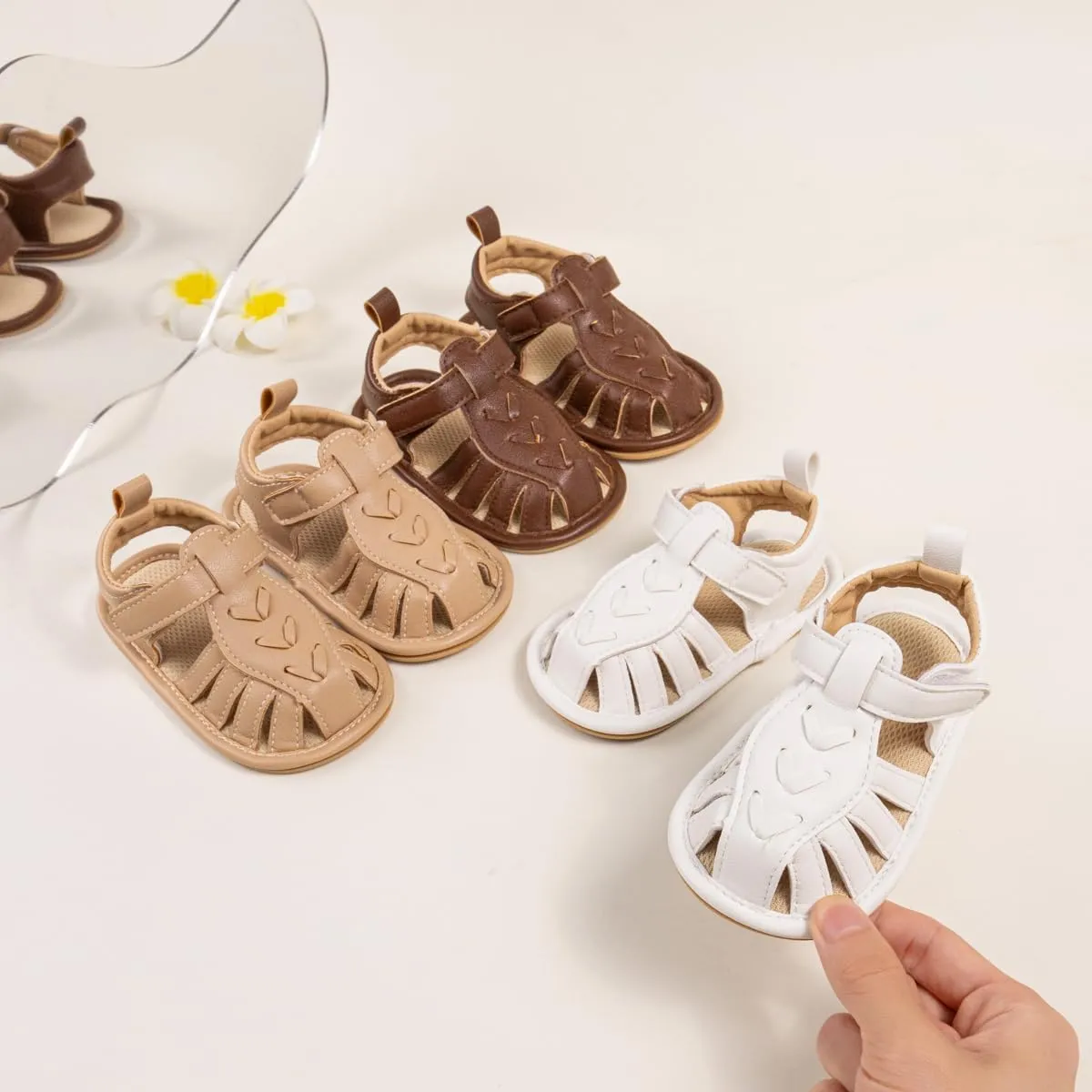 Meckior Baby Infant Boy Girl Sandals Newborn Non-Slip Soft Rubber Sole Sandals for Baby Boys Open-Toe Outdoor Casual Summer First Walkers Shoes