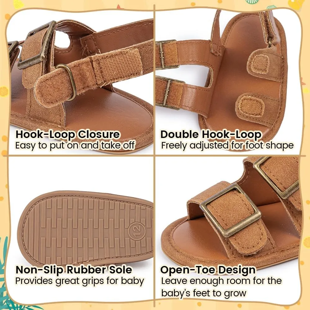 Meckior Baby Infant Boy Girl Sandals Newborn Non-Slip Soft Rubber Sole Sandals for Baby Boys Open-Toe Outdoor Casual Summer First Walkers Shoes