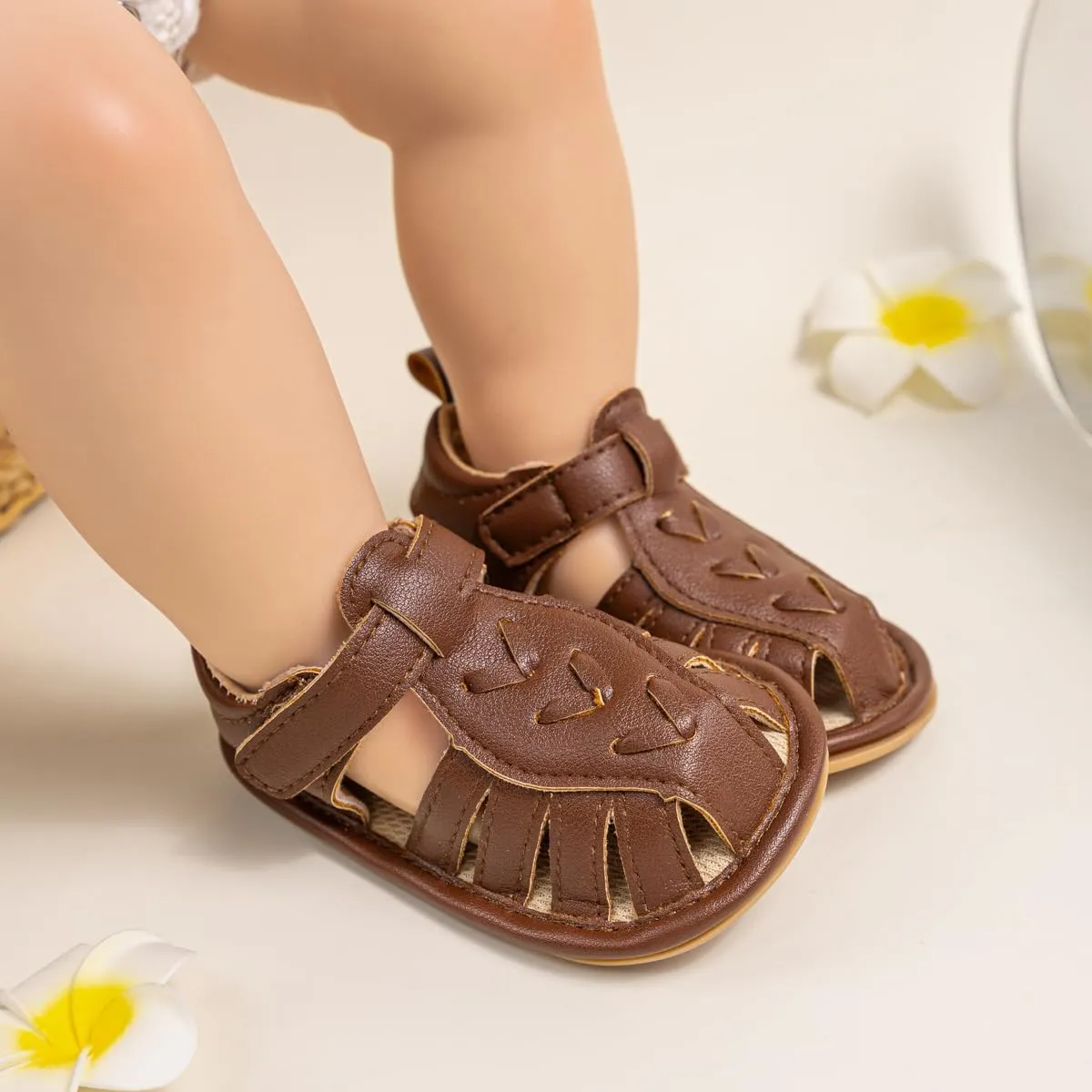 Meckior Baby Infant Boy Girl Sandals Newborn Non-Slip Soft Rubber Sole Sandals for Baby Boys Open-Toe Outdoor Casual Summer First Walkers Shoes