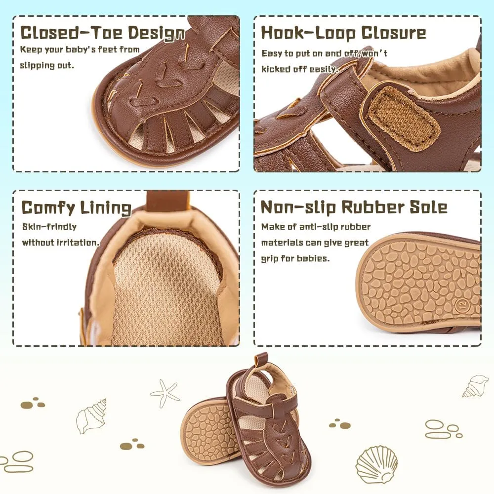 Meckior Baby Infant Boy Girl Sandals Newborn Non-Slip Soft Rubber Sole Sandals for Baby Boys Open-Toe Outdoor Casual Summer First Walkers Shoes