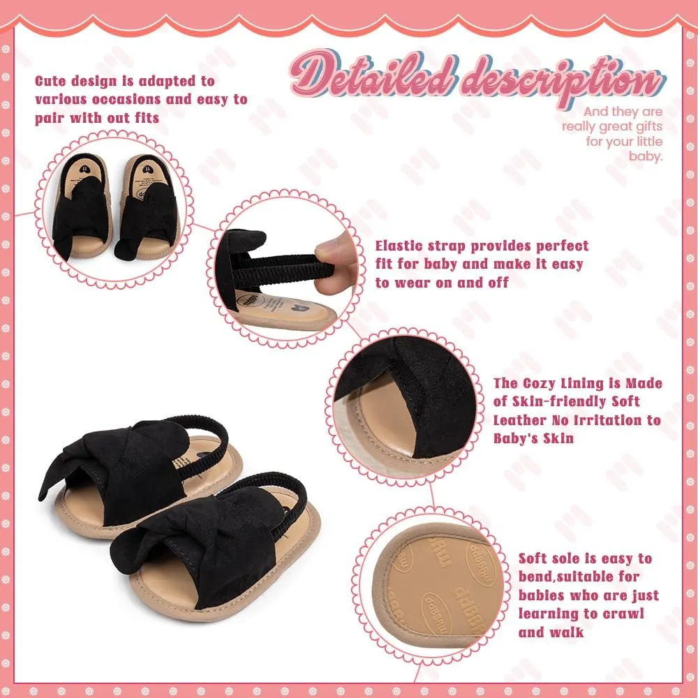 Meckior Infant Baby Girls Boys Summer Sandals Open Toe Lace Princess Dress Wedding Flats Shoes Newborn Toddler Soft Non-slip Sole First Walker Crib Shoes
