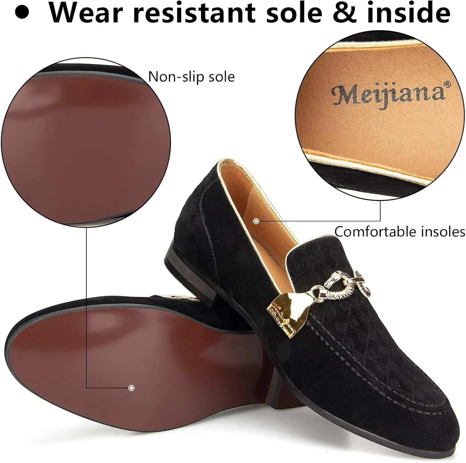 Meijiana Men's Fashion Classic Faux Leather Loafers and Weeding Dress Shoes for Men