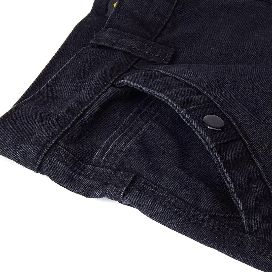 Men Baggy Jeans with Multi-Pocket Cargo Casual Loose Hip Hop Oversized Skateboard Demin Pants Blue Black