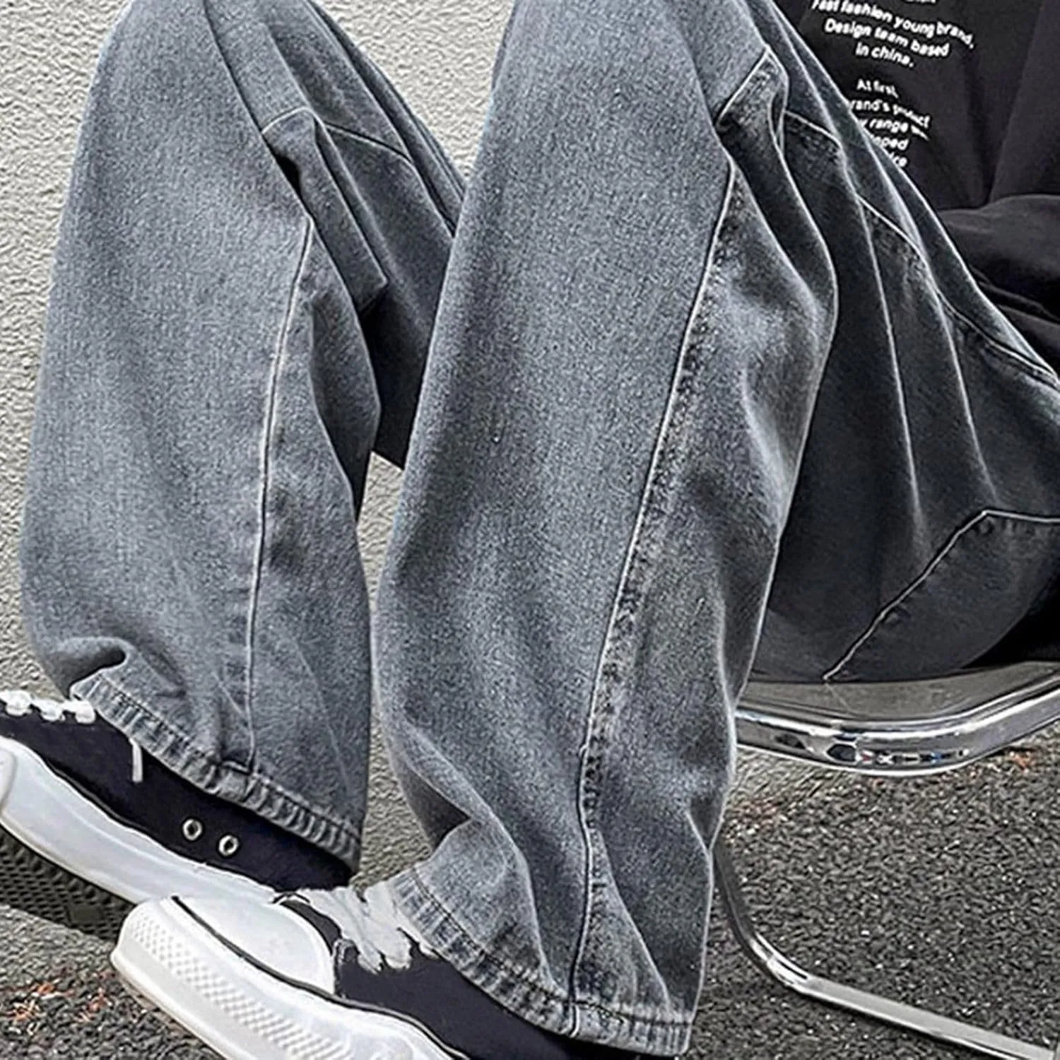 Mens Baggy Jeans Drawstring Vintage Y2k Skater Pants Casual Loose Fit Skateboard Denim Pants Baggy Streetwear Clothes
