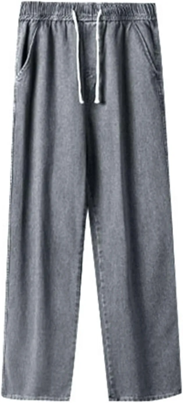 Mens Baggy Jeans Drawstring Vintage Y2k Skater Pants Casual Loose Fit Skateboard Denim Pants Baggy Streetwear Clothes