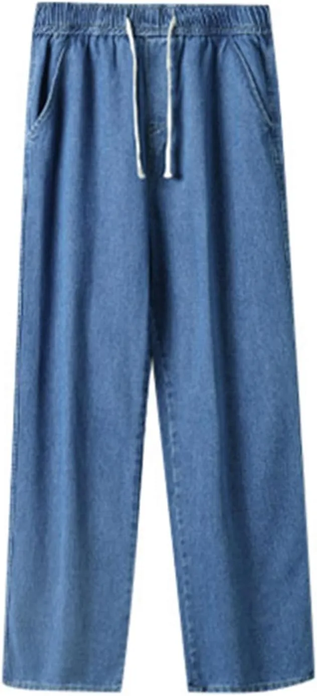 Mens Baggy Jeans Drawstring Vintage Y2k Skater Pants Casual Loose Fit Skateboard Denim Pants Baggy Streetwear Clothes
