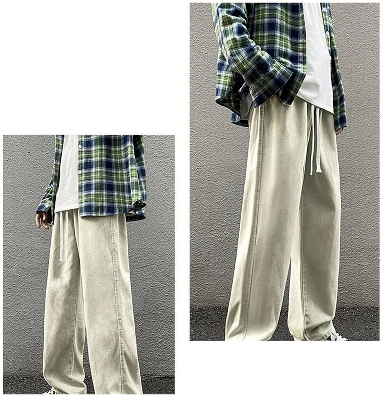 Mens Baggy Jeans Drawstring Vintage Y2k Skater Pants Casual Loose Fit Skateboard Denim Pants Baggy Streetwear Clothes