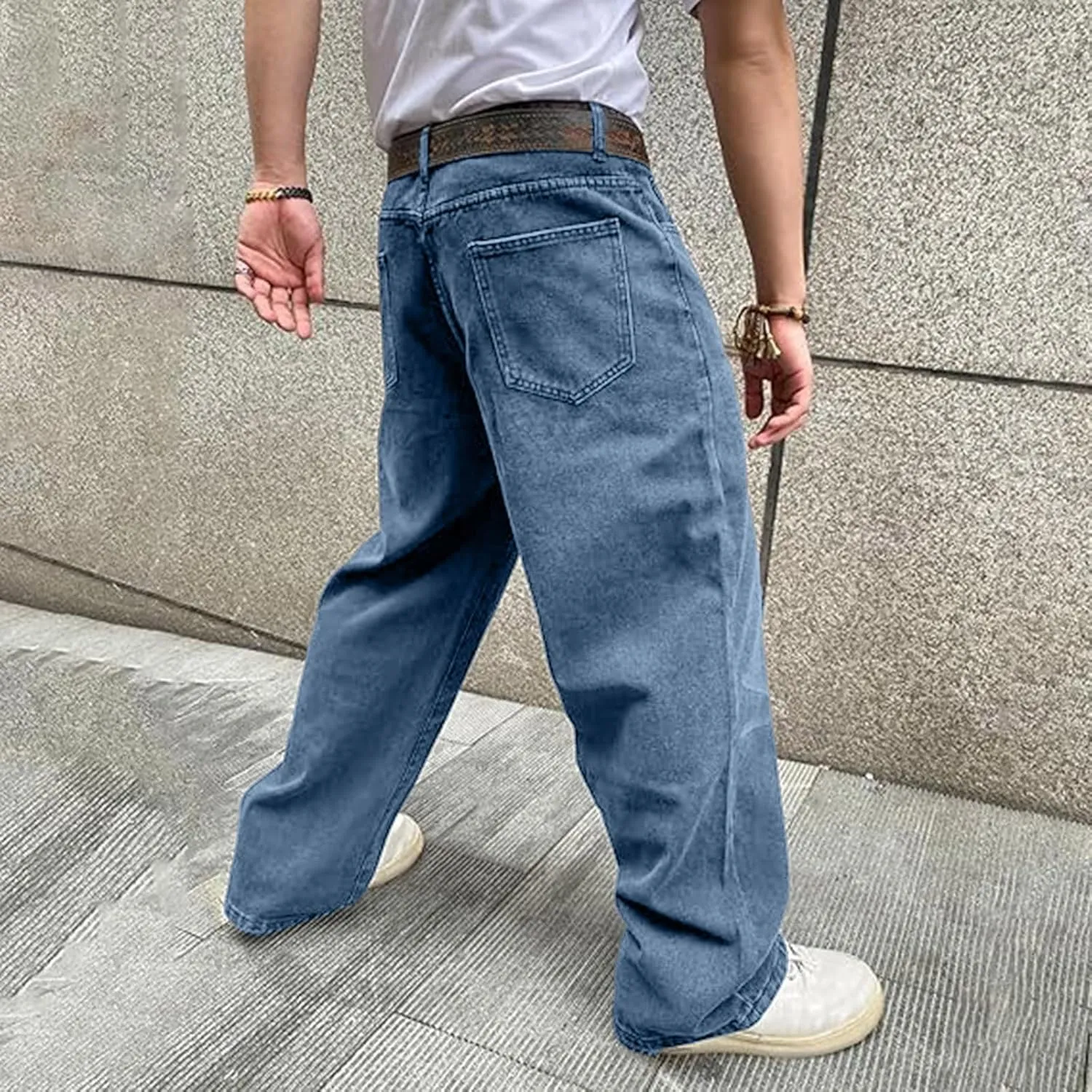 Mens Baggy Jeans for Men Women Y2k Skater Vintage Plain Pants 2023 Casual Wide Leg Jeans Loose Fit Denim Hip Hop Jeans