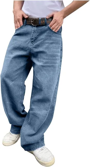 Mens Baggy Jeans for Men Women Y2k Skater Vintage Plain Pants 2023 Casual Wide Leg Jeans Loose Fit Denim Hip Hop Jeans