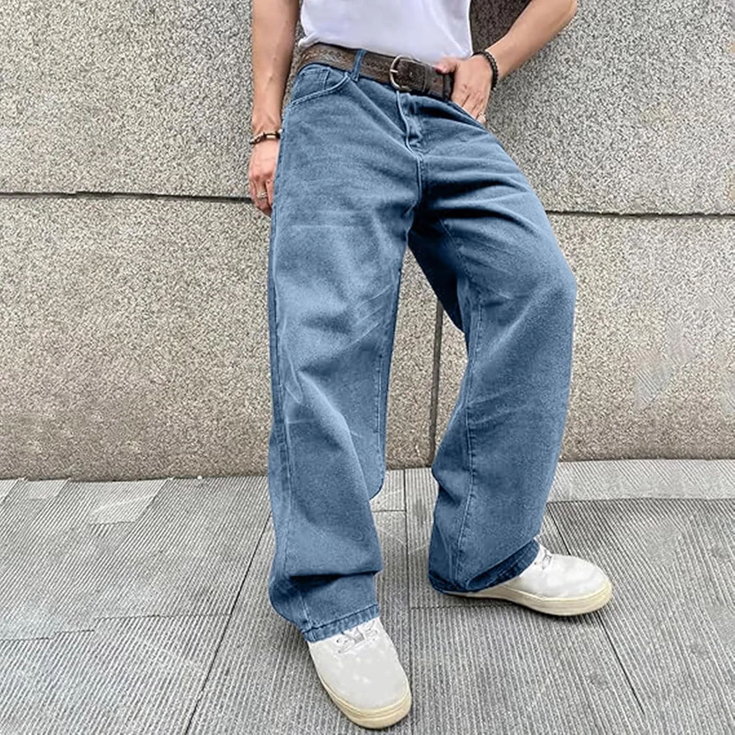 Mens Baggy Jeans for Men Women Y2k Skater Vintage Plain Pants 2023 Casual Wide Leg Jeans Loose Fit Denim Hip Hop Jeans