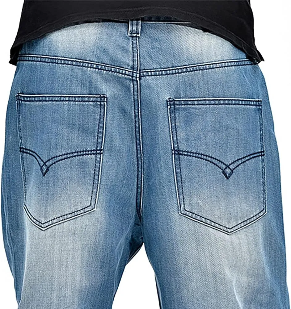 Men's Baggy Jeans Vintage 90's Hip Hop Style Denim Embroidery Loose Fit Dance Skateboard Pants