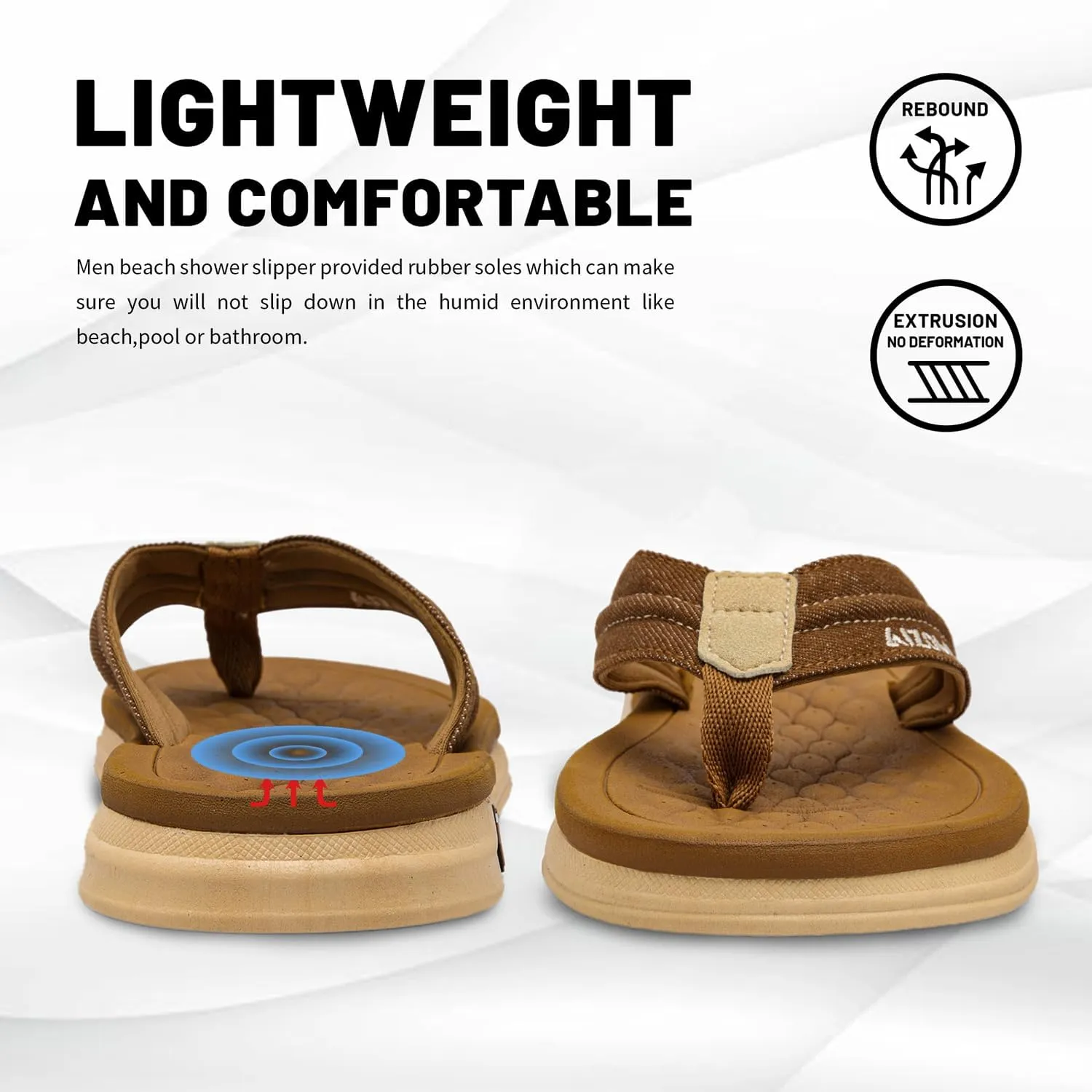 Mens Beach Flip Flops Orthotic Summer Thong Sandals Comfort Rubber Soles with Soft Cushion